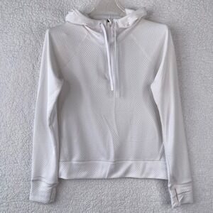 Xersion Quick-Dri Womens Quarter Zip Hoodie White Honeycomb Mesh XS 76604-8